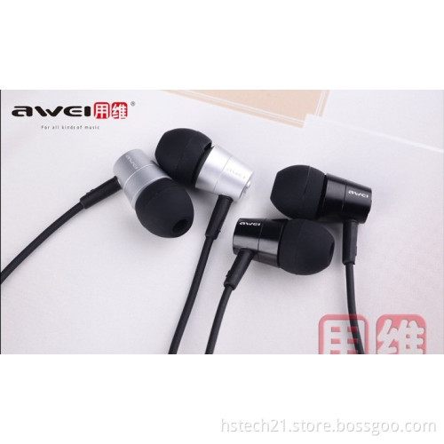 Wholesale price ES-Q7 awei headphones wired in ear headsets black noise cancelling Iphone,Ipad,mp3 player,computer earphones